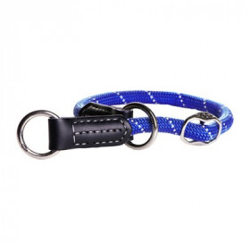 Rogz Душач в син цвят Rope Web Half-Check Collar с дължина 45-55 см